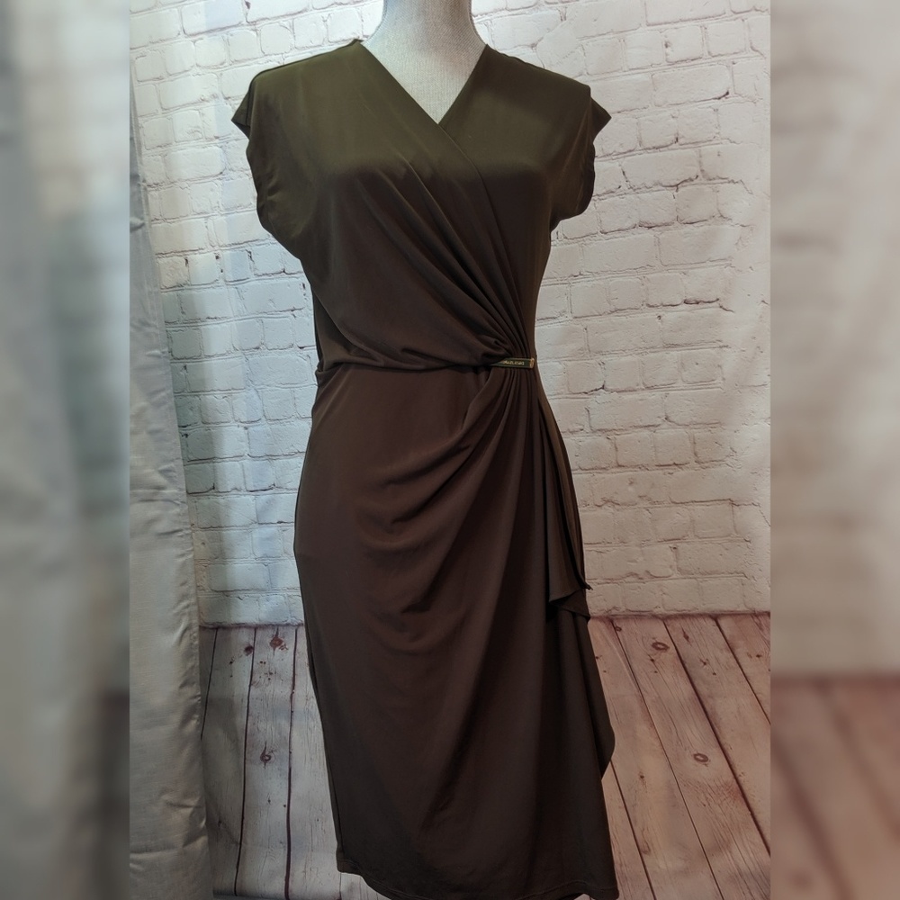 MICHAEL Michael kors stretchy brown wrap dress